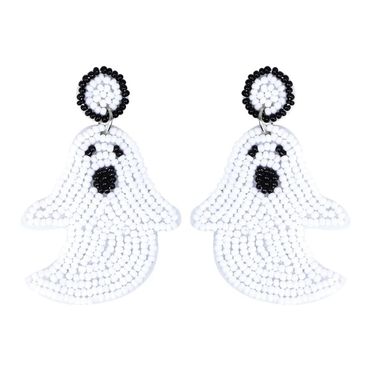 1 Pair Funny Pumpkin Ghost Grimace Plastic Resin Seed Bead Huichol Earrings Drop Earrings