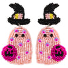 1 Pair Funny Pumpkin Ghost Grimace Plastic Resin Seed Bead Huichol Earrings Drop Earrings