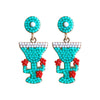 1 Pair Funny Pumpkin Ghost Grimace Plastic Resin Seed Bead Huichol Earrings Drop Earrings