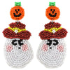 1 Pair Funny Pumpkin Ghost Grimace Plastic Resin Seed Bead Huichol Earrings Drop Earrings