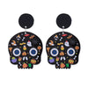 1 Pair Funny Pumpkin Graffiti Skull Printing Arylic Silver Plated Drop Earrings