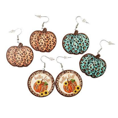 1 Pair Funny Pumpkin Printing Arylic Drop Earrings