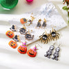 1 Pair Funny Pumpkin Spider Skull Asymmetrical Enamel Alloy Drop Earrings
