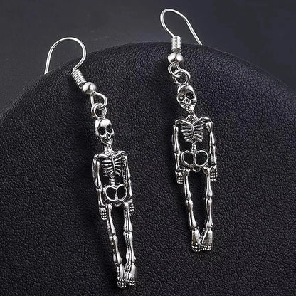 1 Pair Funny Punk Skull Metal Drop Earrings