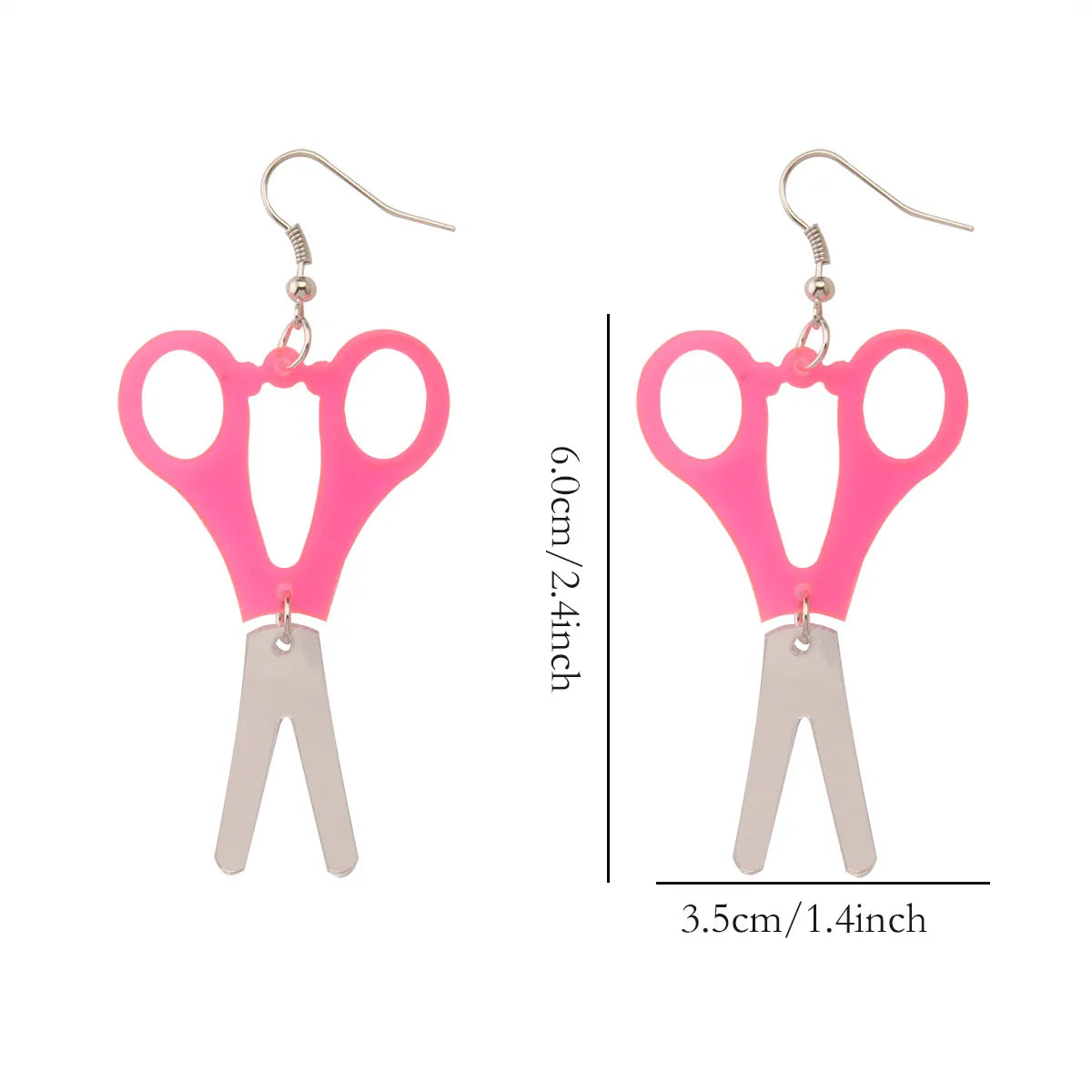 1 Pair Funny Scissors Stainless Steel Arylic Drop Earrings