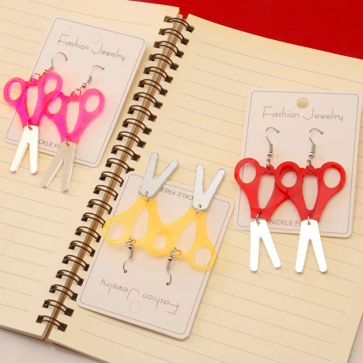 1 Pair Funny Scissors Stainless Steel Arylic Drop Earrings