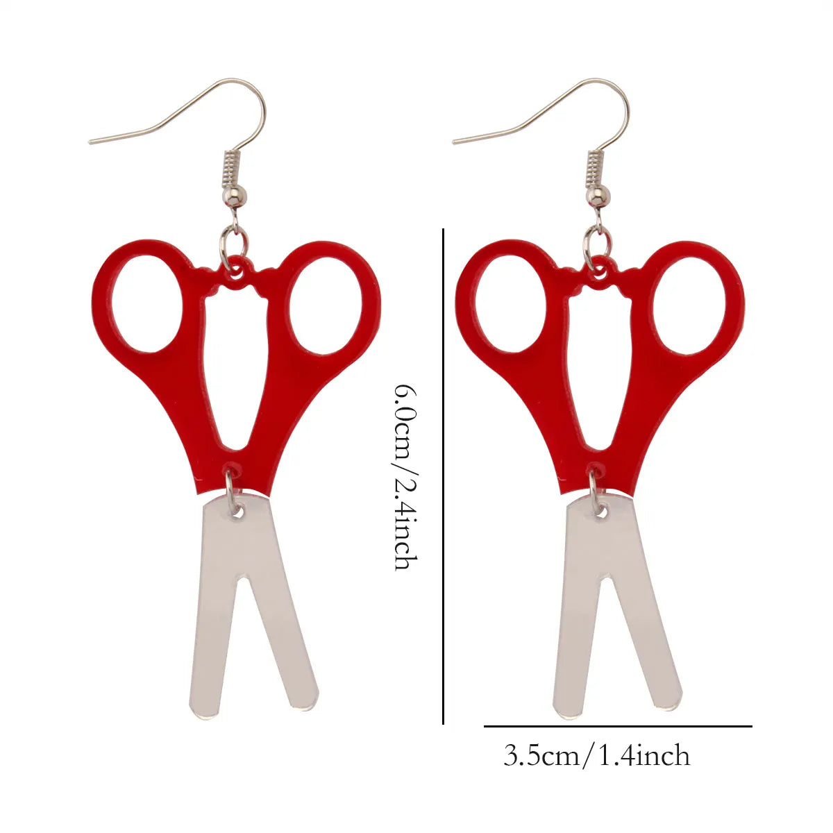 1 Pair Funny Scissors Stainless Steel Arylic Drop Earrings