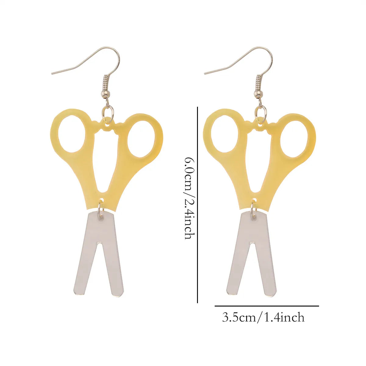 1 Pair Funny Scissors Stainless Steel Arylic Drop Earrings