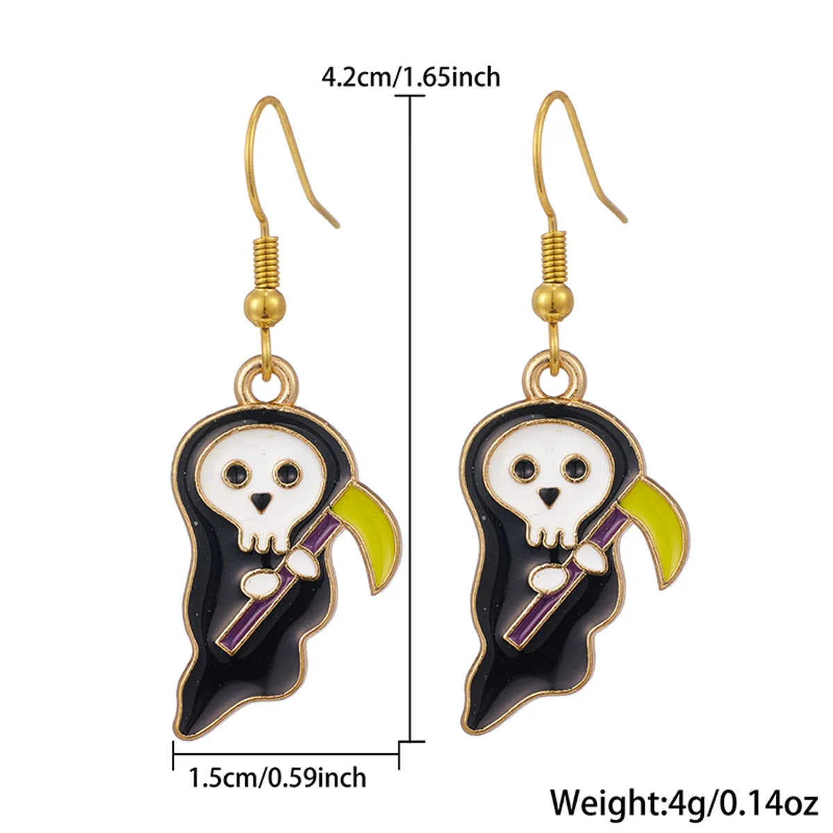 1 Pair Funny Simple Style Halloween Pattern Enamel 304 Stainless Steel 18K Gold Plated Drop Earrings