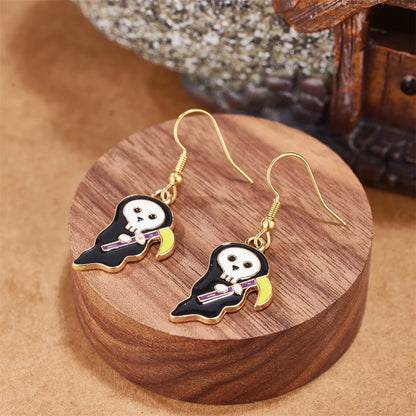 1 Pair Funny Simple Style Halloween Pattern Enamel 304 Stainless Steel 18K Gold Plated Drop Earrings