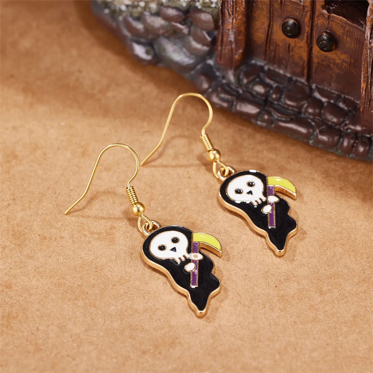 1 Pair Funny Simple Style Halloween Pattern Enamel 304 Stainless Steel 18K Gold Plated Drop Earrings