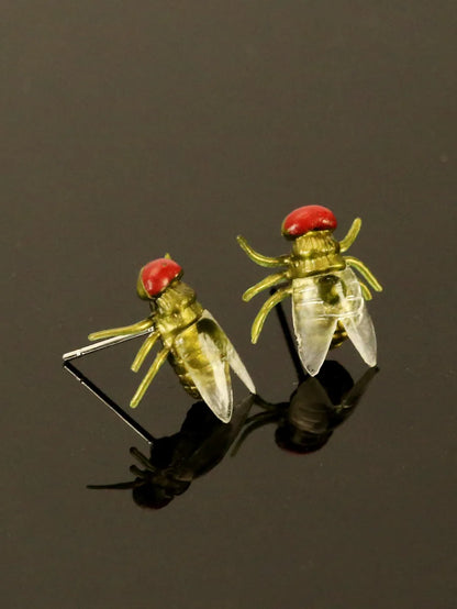 1 Pair Funny Simple Style Insect Fly Alloy Resin Ear Studs