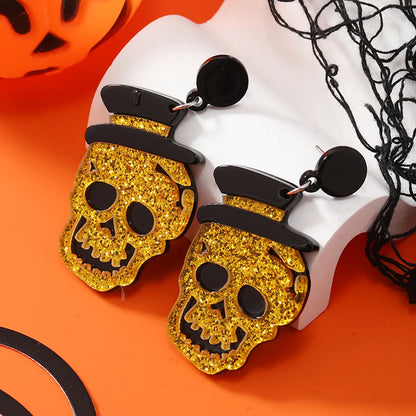 1 Pair Funny Skull Arylic Drop Earrings