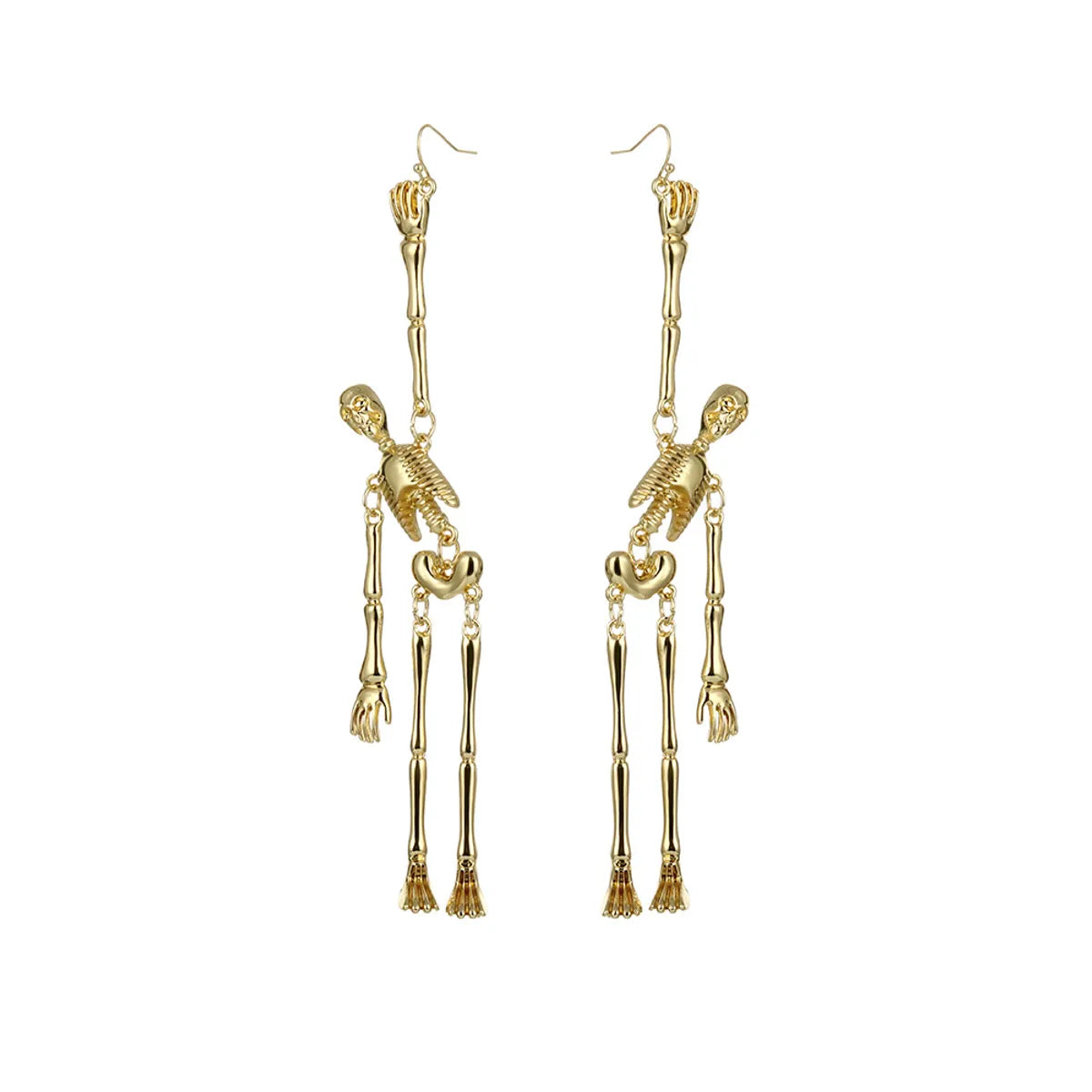 1 Pair Funny Skull Irregular Plating Three-dimensional Alloy Gold Plated Drop Earrings