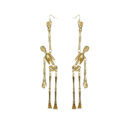 1 Pair Funny Skull Irregular Plating Three-dimensional Alloy Gold Plated Drop Earrings