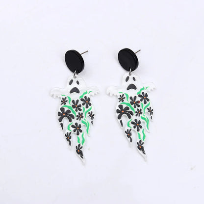 1 Pair Funny Skull Printing Arylic Drop Earrings