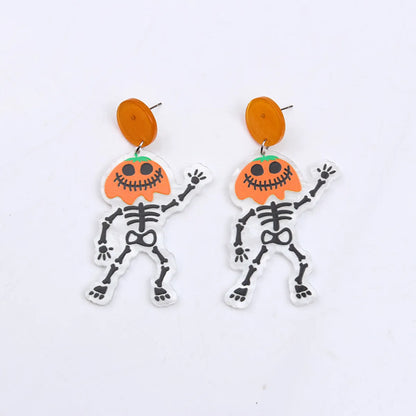 1 Pair Funny Skull Printing Arylic Drop Earrings