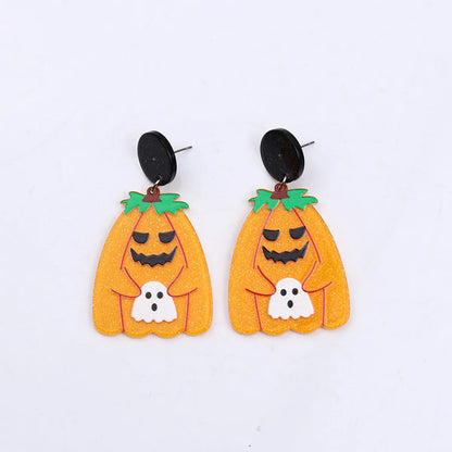 1 Pair Funny Skull Printing Arylic Drop Earrings