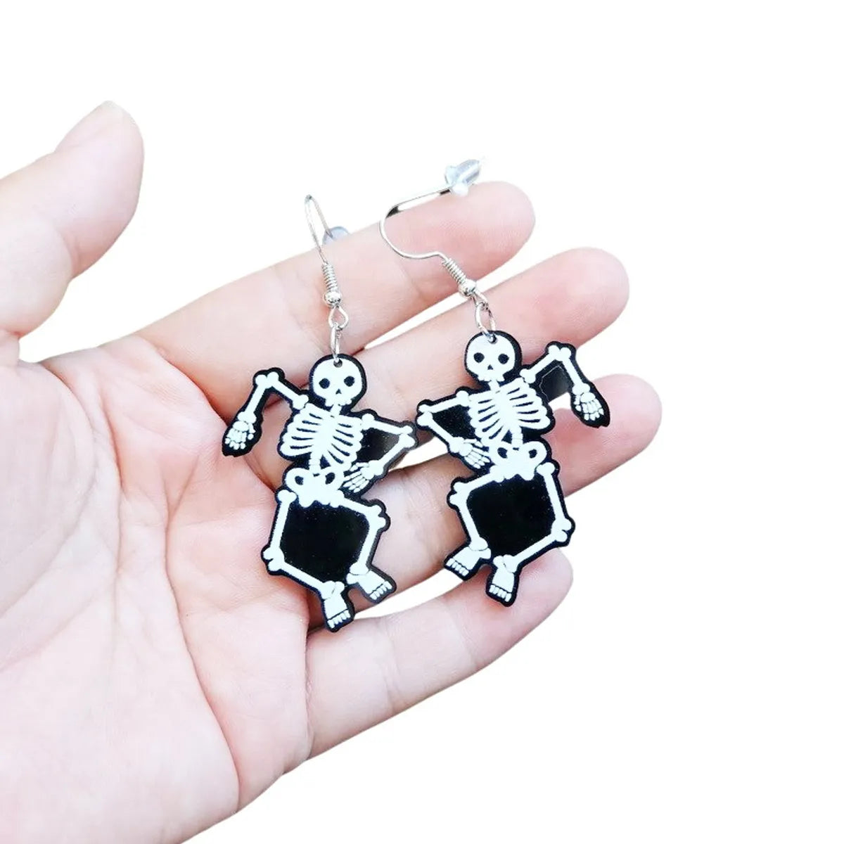 1 Pair Funny Skull Printing Arylic Drop Earrings