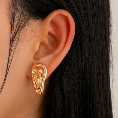 1 Pair Funny Streetwear Ear Plating Alloy Ear Studs