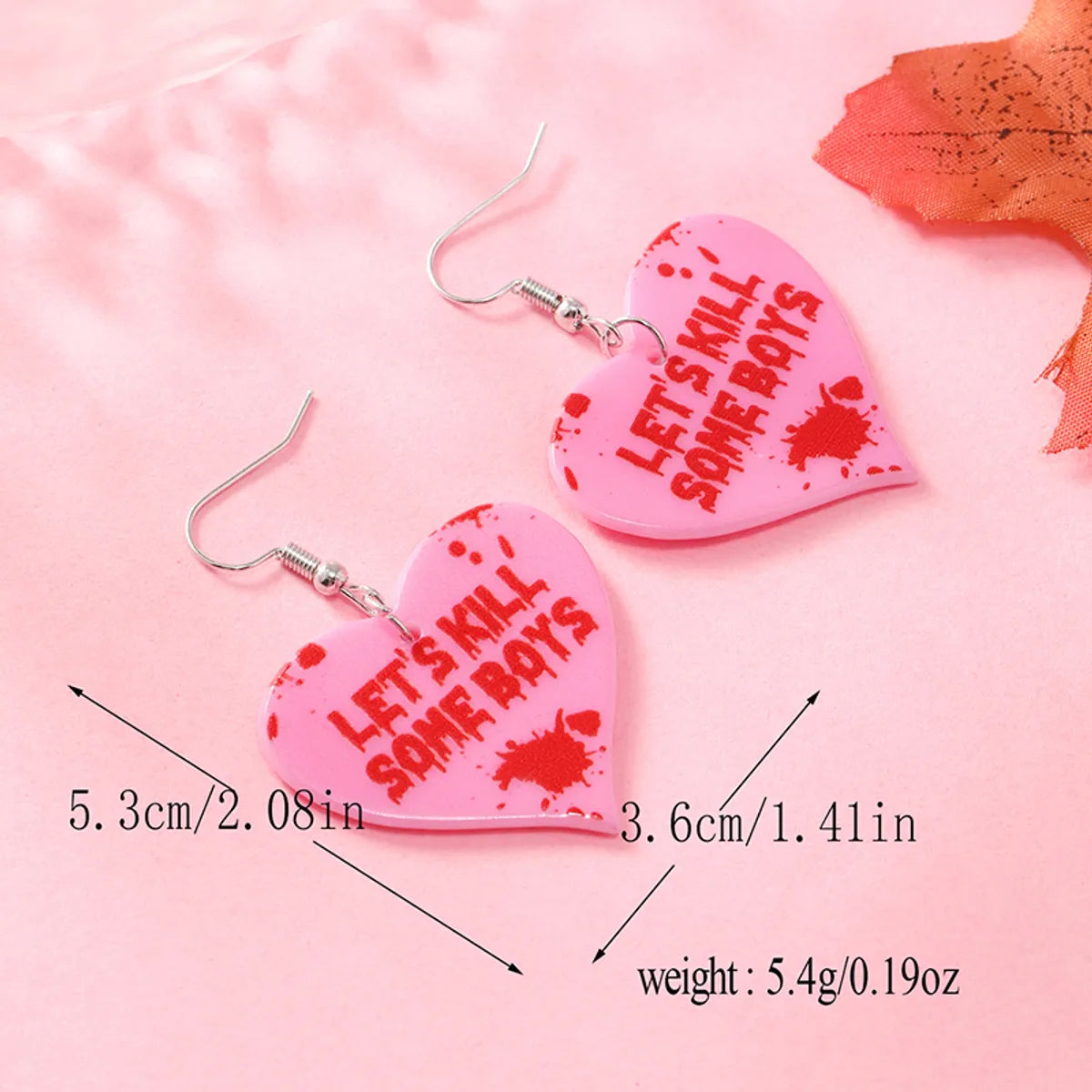 1 Pair Funny Streetwear Heart Shape Painted Arylic Drop Earrings