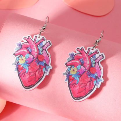 1 Pair Funny Streetwear Oversized Heart Heart Shape Arylic Silver Plated Drop Earrings