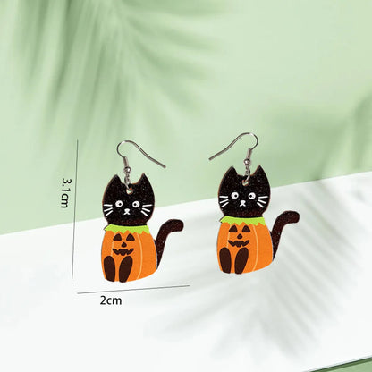 1 Pair Funny Sweet Animal Pumpkin Cat Arylic Drop Earrings