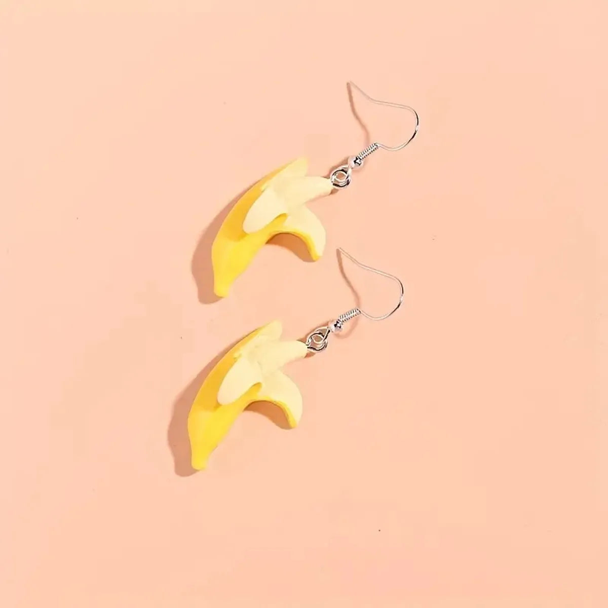 1 Pair Funny Sweet Banana Plating Synthetic Resin Silver Plated Drop Earrings