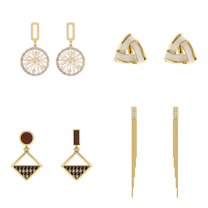 1 Pair Geometric Alloy Plating Rhinestones Women's Drop Earrings Earrings