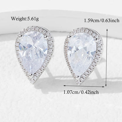 1 Pair Glam Classic Style Water Droplets Inlay Sterling Silver Zircon White Gold Plated Rhodium Plated Ear Studs