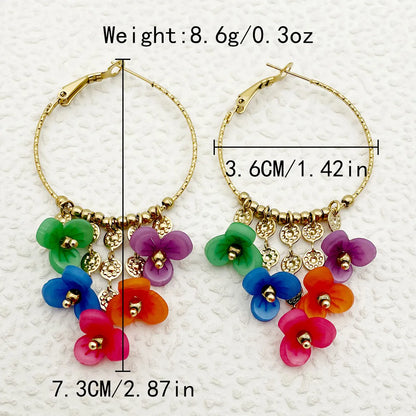 1 Pair Glam Commute Flower Patchwork Plating 304 Stainless Steel Acrylic 14K Gold Plated Drop Earrings