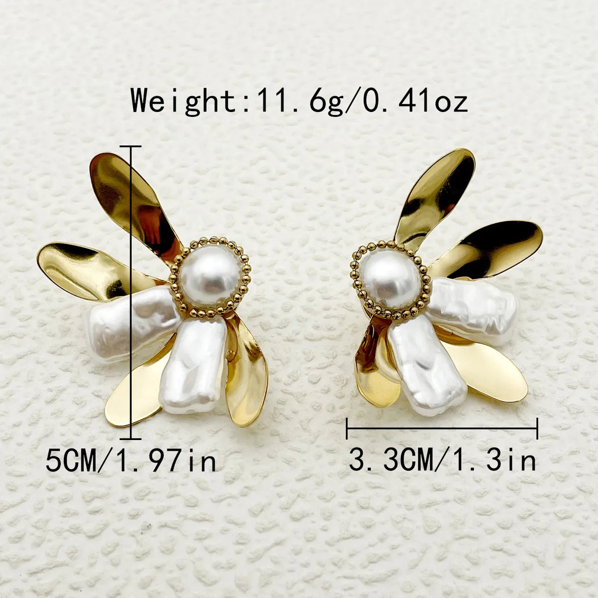 1 Pair Glam Commute Petal Plating Stainless Steel Artificial Pearl Gold Plated Ear Studs