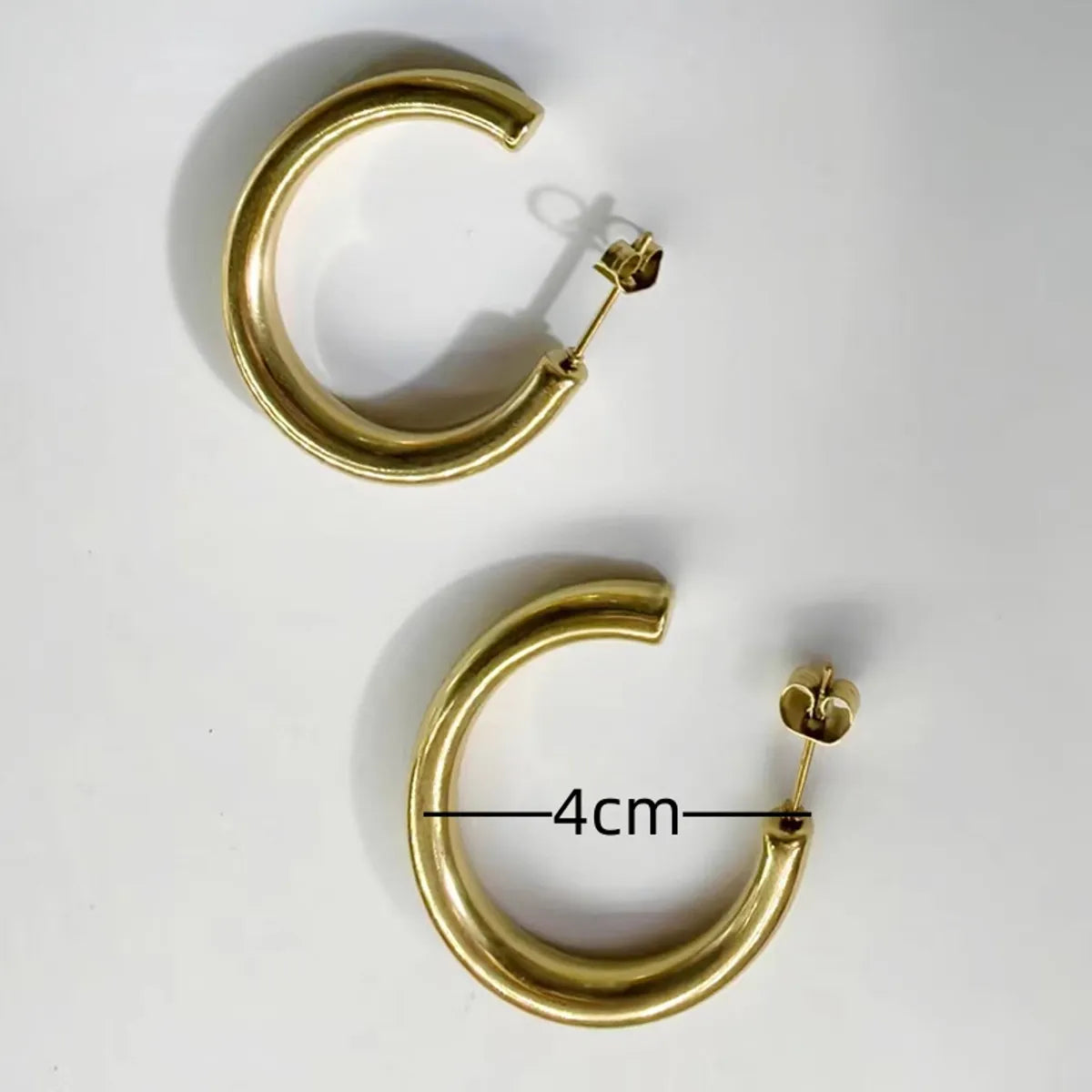 1 Pair Glam Commute Shiny Semicircle Polishing Plating Titanium Steel 18k Gold Plated Ear Studs