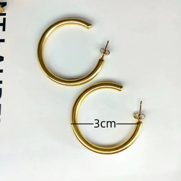 1 Pair Glam Commute Shiny Semicircle Polishing Plating Titanium Steel 18k Gold Plated Ear Studs