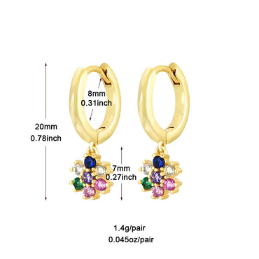 1 Pair Glam Cute Flower Chrysanthemum Plating Inlay Copper Zircon White Gold Plated Gold Plated Drop Earrings