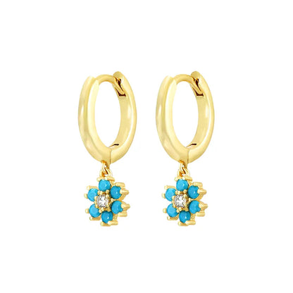 1 Pair Glam Cute Flower Chrysanthemum Plating Inlay Copper Zircon White Gold Plated Gold Plated Drop Earrings