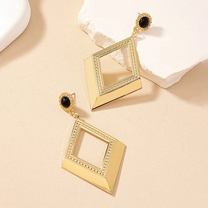 1 Pair Glam Exaggerated Luxurious Geometric Rhombus Plating Alloy Ferroalloy 14k Gold Plated Drop Earrings