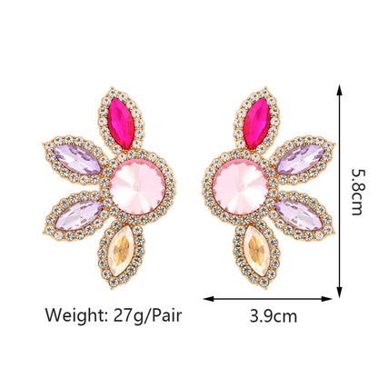 1 Pair Glam Flower Inlay Alloy Rhinestones Glass Ear Studs