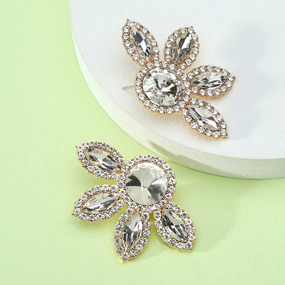 1 Pair Glam Flower Inlay Alloy Rhinestones Glass Ear Studs