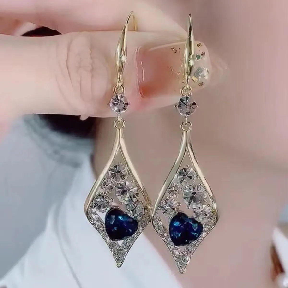 1 Pair Glam Geometric Inlay Alloy Artificial Crystal Drop Earrings