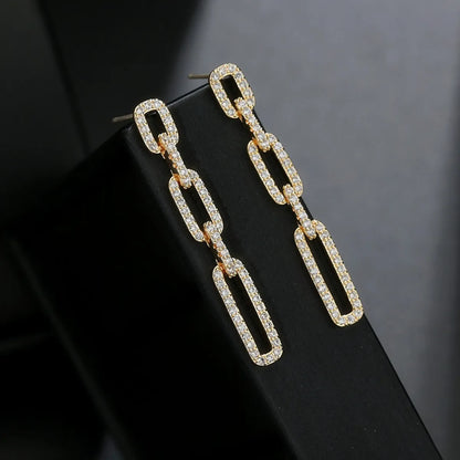 1 Pair Glam Geometric Inlay Alloy Zircon Drop Earrings