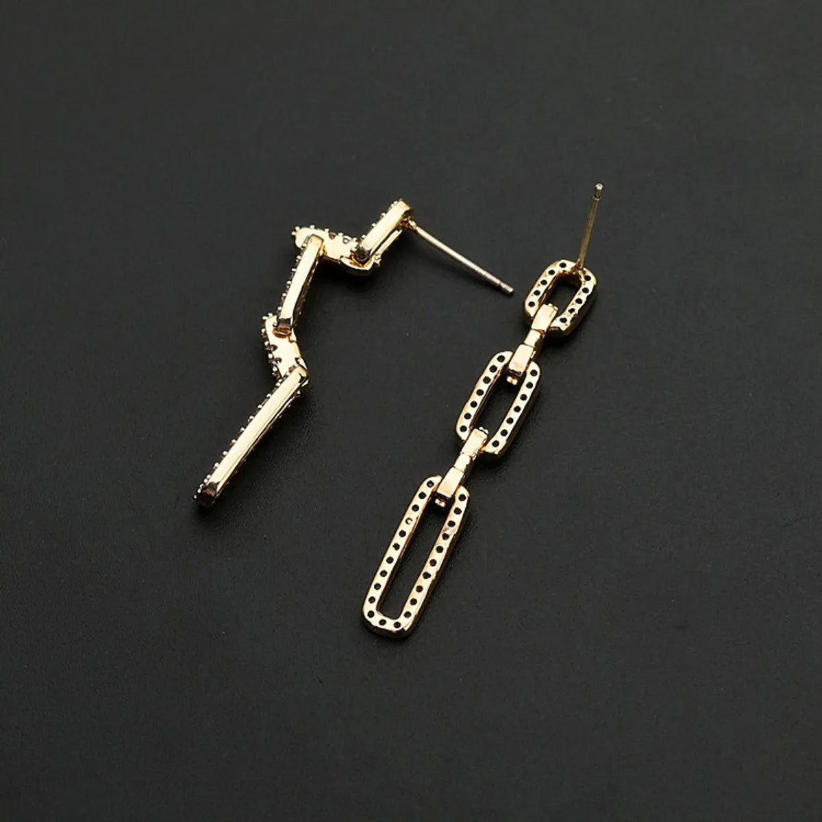 1 Pair Glam Geometric Inlay Alloy Zircon Drop Earrings