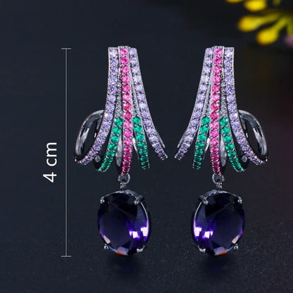 1 Pair Glam Geometric Plating Inlay Copper Zircon Rhodium Plated Silver Plated Drop Earrings