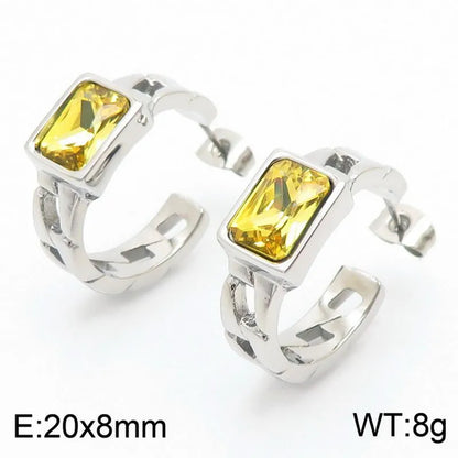 1 Pair Glam Geometric Plating Inlay Titanium Steel Zircon 18K Gold Plated Ear Studs