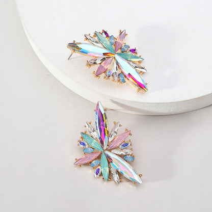 1 Pair Glam Geometric Wings Plating Inlay Alloy Zinc Alloy Glass Ear Studs