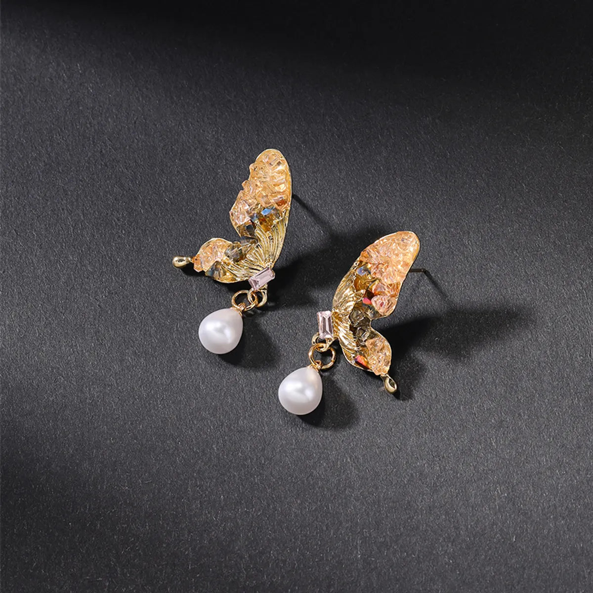 1 Pair Glam Lady Butterfly Inlay Alloy Rhinestones Drop Earrings