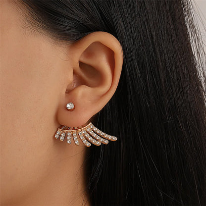 1 Pair Glam Lady Shiny Water Droplets Heart Shape Flower Copper Plating Inlay Crystal Rhinestones Zircon 18k Gold Plated Gold Plated Silver Plated Ear Studs