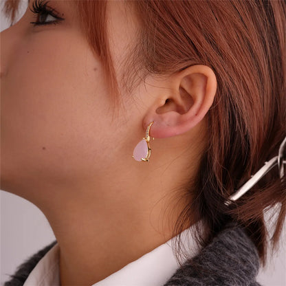 1 Pair Glam Lady Water Droplets Plating Inlay Copper Zircon Gold Plated Drop Earrings