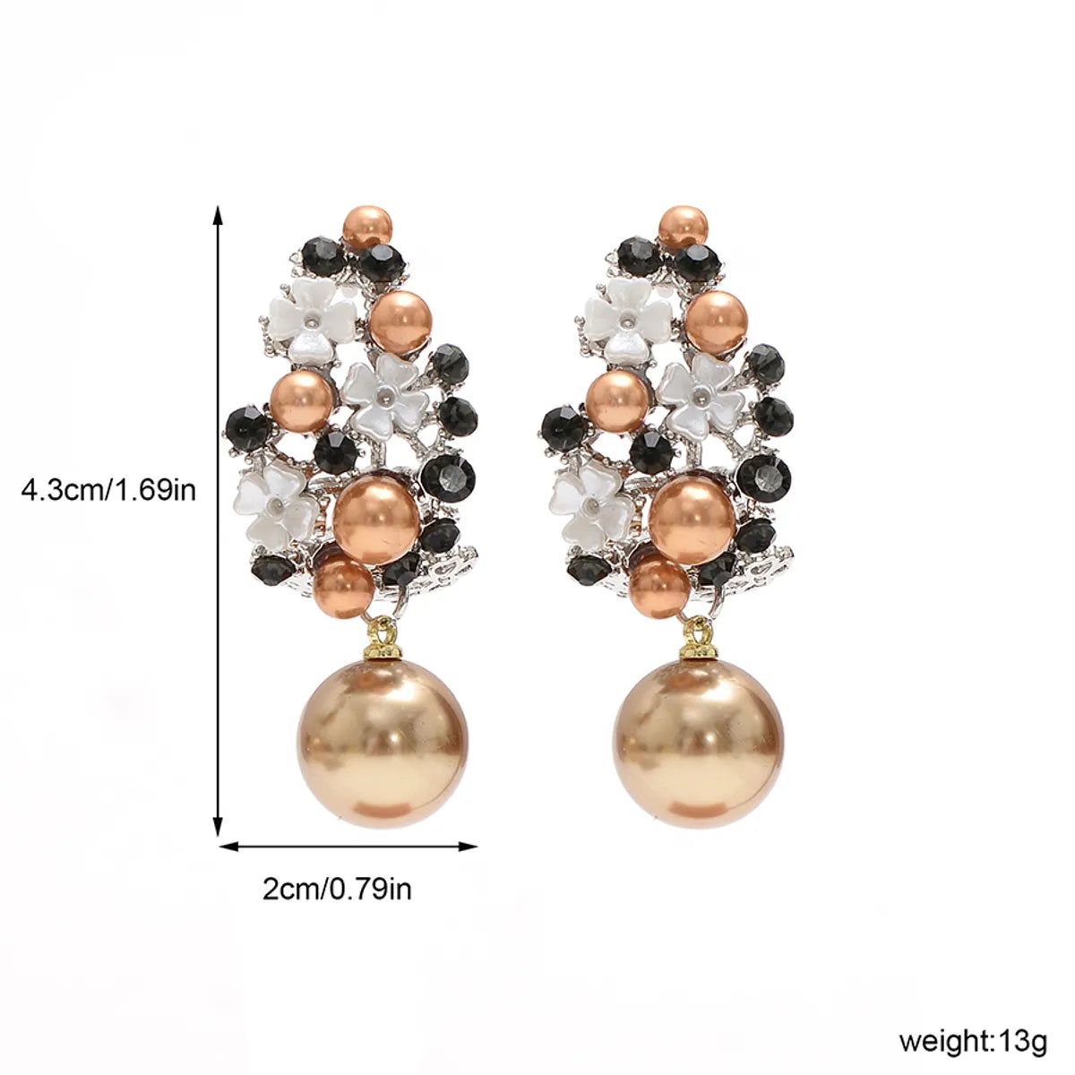 1 Pair Glam Luxurious Artistic Flower Three-dimensional Hollow Out Inlay Alloy Artificial Pearls Drop Earrings