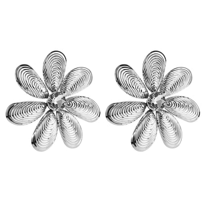 1 Pair Glam Luxurious Classic Style Flower Inlay Alloy Glass Glass Gold Plated Silver Plated Ear Studs